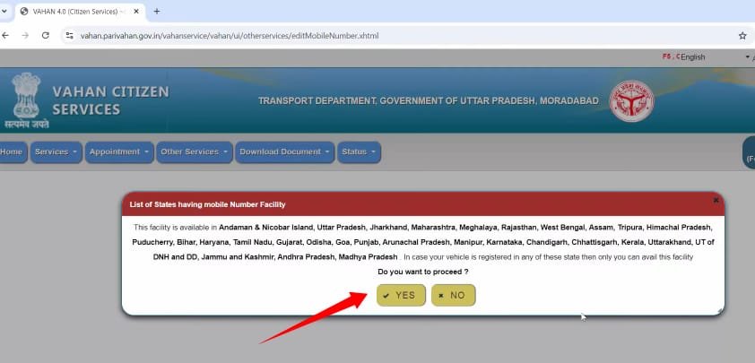 vehicle registration certificate mobile number update online