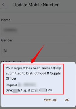 how to register mobile number in ration card 