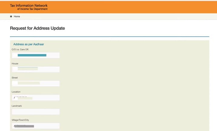 pan card address update online
