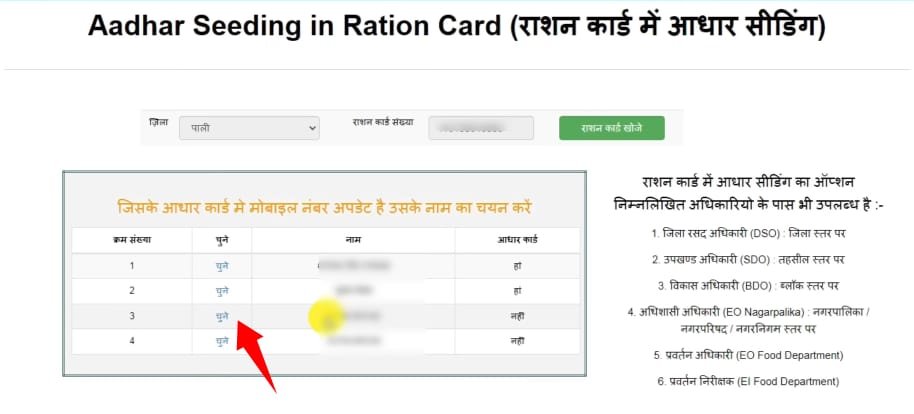 ration card me aadhar seeding kaise kare
