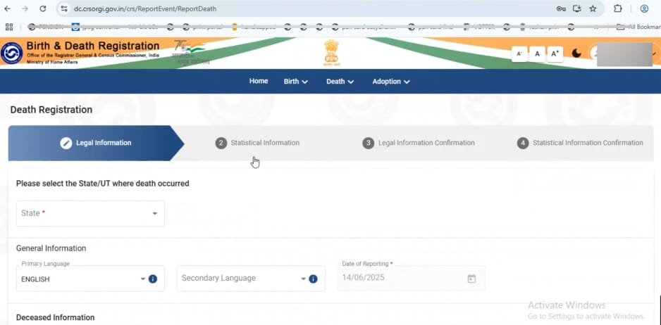 bihar death certificate online registration